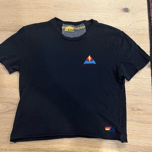 Aviator Nation Black Tee with Vibrant Logo